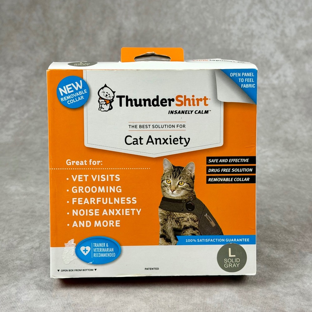 ThunderShirt for Cat Anxiety Calming Vest Solid Gray Size Large